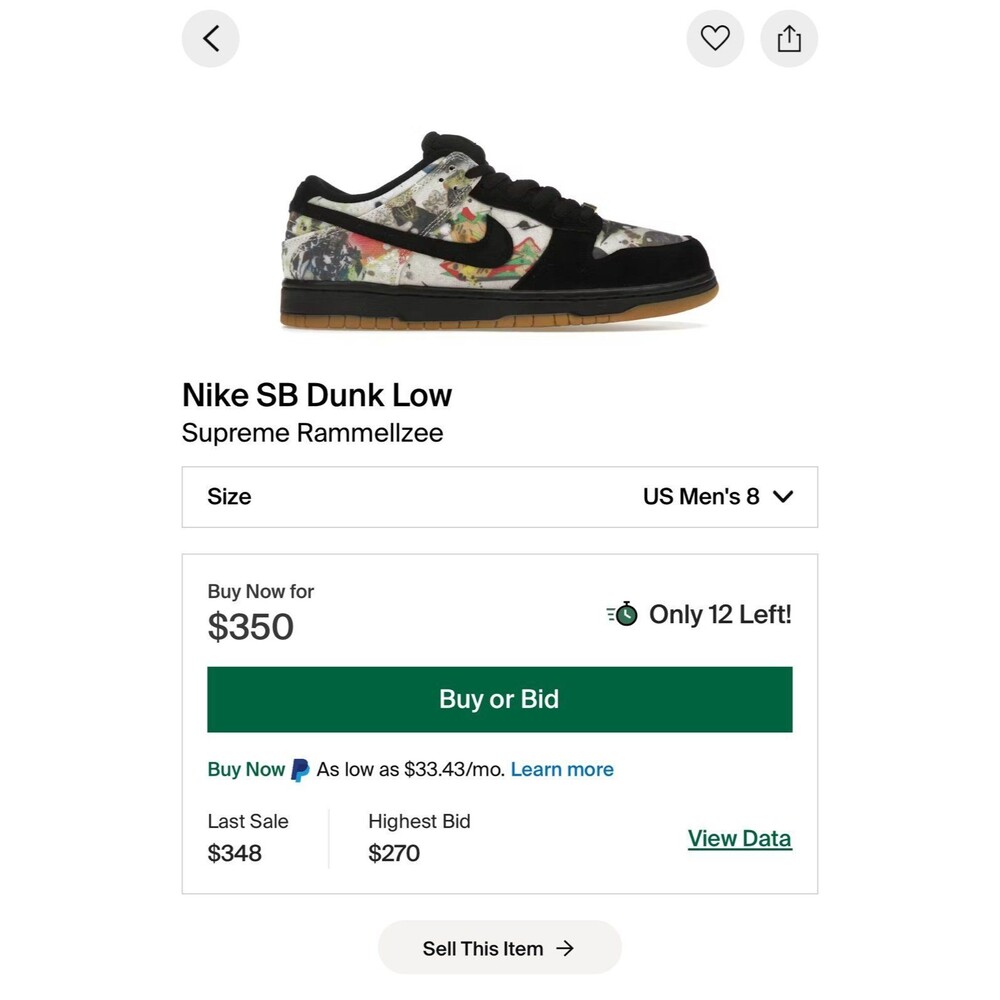 Brand new Supreme Rammellzee Dunk Low Black/white